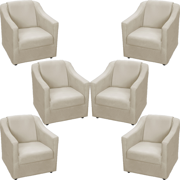 Kit 6 Poltronas Decorativas Para Sala Recepção Consultório Ma