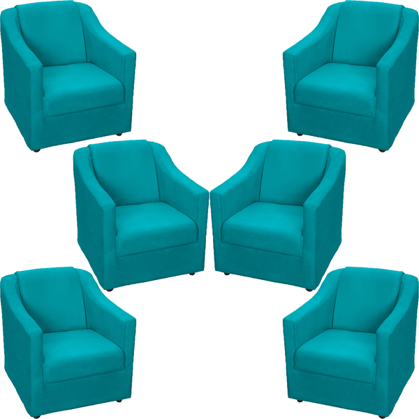 Kit 6 Poltronas Decorativas Para Sala Recepção Consultório Ma