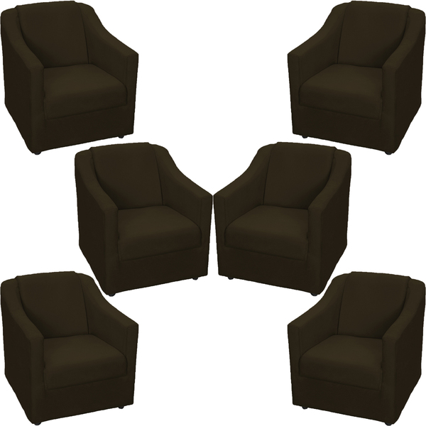 Kit 6 Poltronas Decorativas Para Sala Recepção Consultório Ma