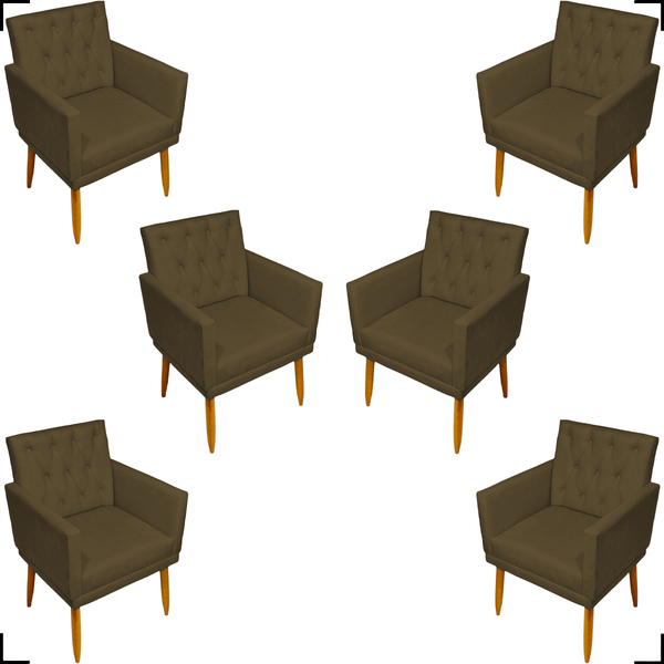 Kit 6 Poltronas Decorativas Para Sala Recepção Nina Com Base