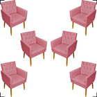 Kit 6 Poltronas Decorativas Para Sala Recepção Nina Com Base