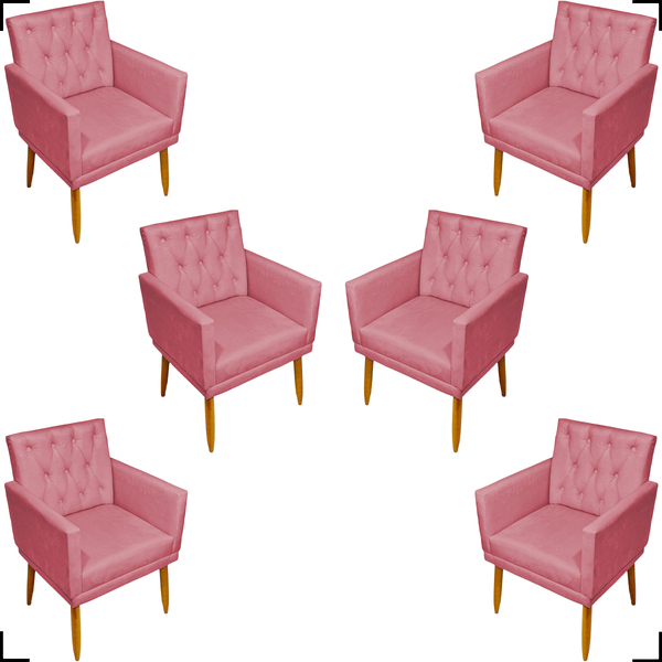 Kit 6 Poltronas Decorativas Para Sala Recepção Nina Com Base
