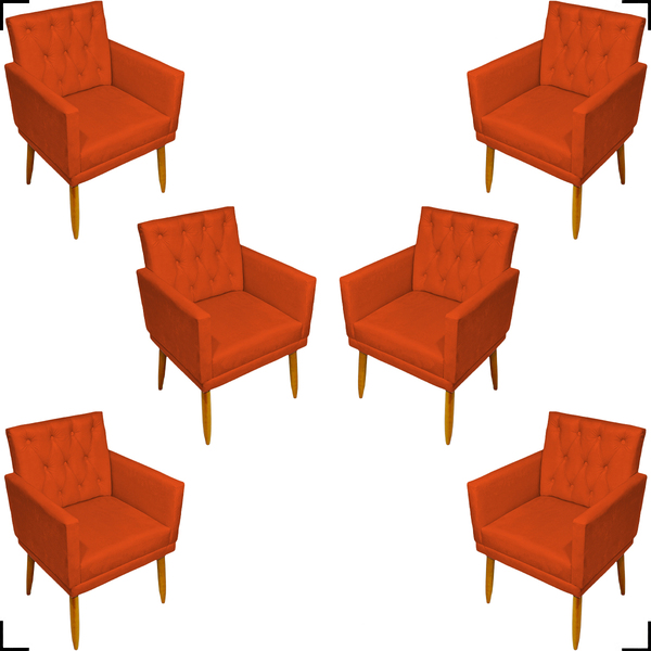 Kit 6 Poltronas Decorativas Para Sala Recepção Nina Com Base