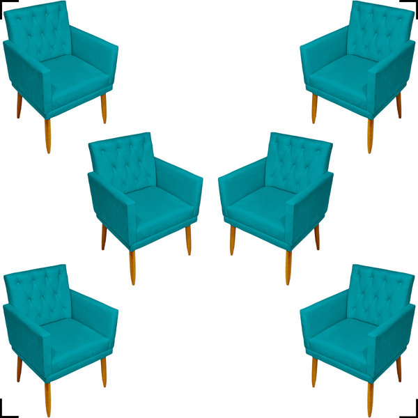 Kit 6 Poltronas Decorativas Para Sala Recepção Nina Com Base