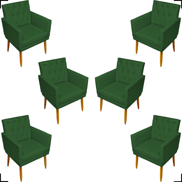Kit 6 Poltronas Decorativas Para Sala Recepção Nina Com Base