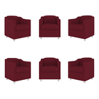 Kit 6 Poltronas Decorativas Reforçada Consultório Sala Suede