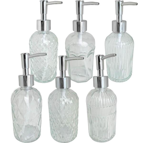 Kit 6 Porta Sabonetes Líquido De Vidro 380ml Porta Sabão Sort