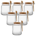 Kit 6 Porta Tempero Vidro Colher Bambu Tampa De Rolha 240ml