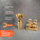 Kit 6 Potes 200ml,rack Organizador, 4 Utensílios Bambu Oikos