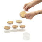 Kit 6 Potes De Mantimentos Com Tampa Em Bambu 110ml - Oikos