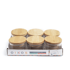 Kit 6 Potes De Mantimentos Com Tampa Em Bambu 110ml - Oikos