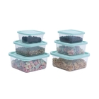 Kit 6 Potes De Plástico Quadrado Com Tampa 250ml, 500ml E 1l