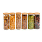 Kit 6 Potes De Vidro 450ml Com Tampa De Bambu Herméticos Redo