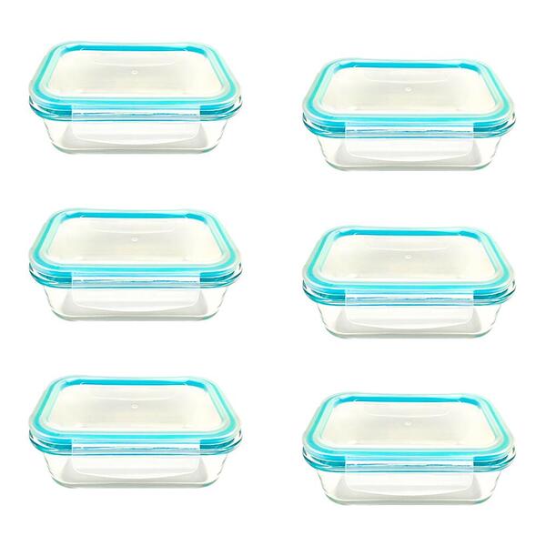 Kit 6 Potes De Vidro Borossilicato Tampa Hermética Com Travas