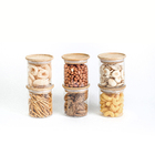 Kit 6 Potes De Vidro Empilhável Hermético Tampa Bambu 400ml O