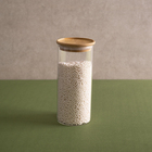 Kit 6 Potes De Vidro Empilhável Hermético Tampa Bambu 800ml O