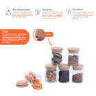 Kit 6 Potes De Vidro Herméticos Com Tampa De Bambu 110ml - Oi