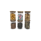 Kit 6 Potes De Vidro P/ Mantimentos 250ml C/ Tampa Bambu Unic