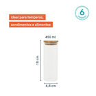 Kit 6 Potes De Vidro P/ Mantimentos 450ml C/ Tampa Bambu Unic