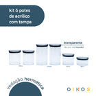 Kit 6 Potes Herméticos De Acrílico Transparente 400ml, 630ml,