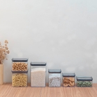 Kit 6 Potes Herméticos De Acrílico Transparente Quadrados Man