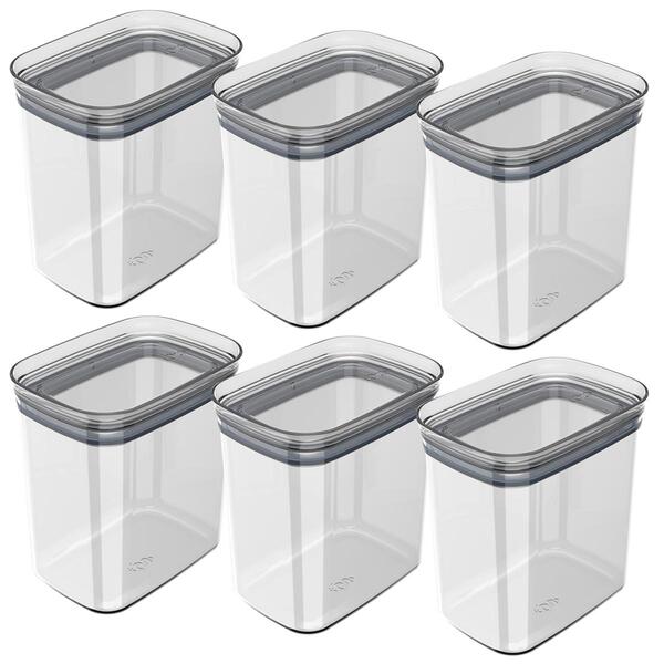 Kit 6 Potes Herméticos Retangulares Médios Com Tampa 1,5l Por