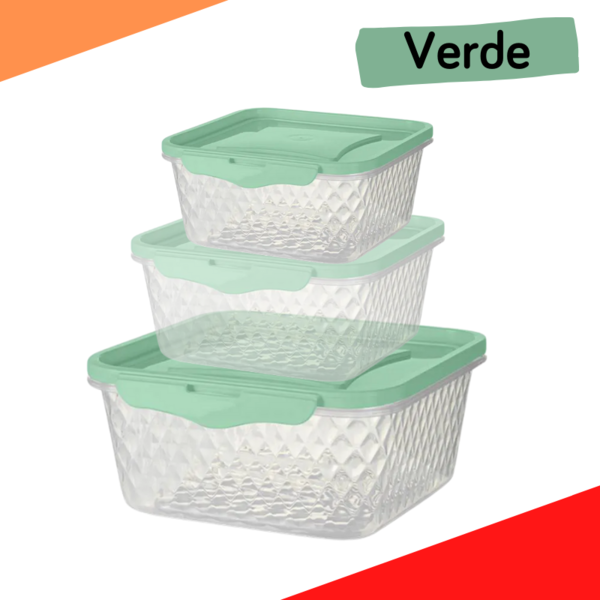 Kit 6 Potes Quadrados Cristal Polipropileno 0 55/1/1 7 Litros