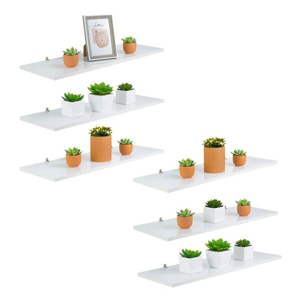 Kit 6 Prateleira Branca Mdf 40 X 10cm Suporte L