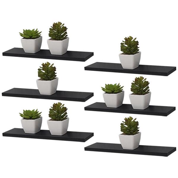 Kit 6 Prateleiras 40 X 15cm Preta Suporte Invisível