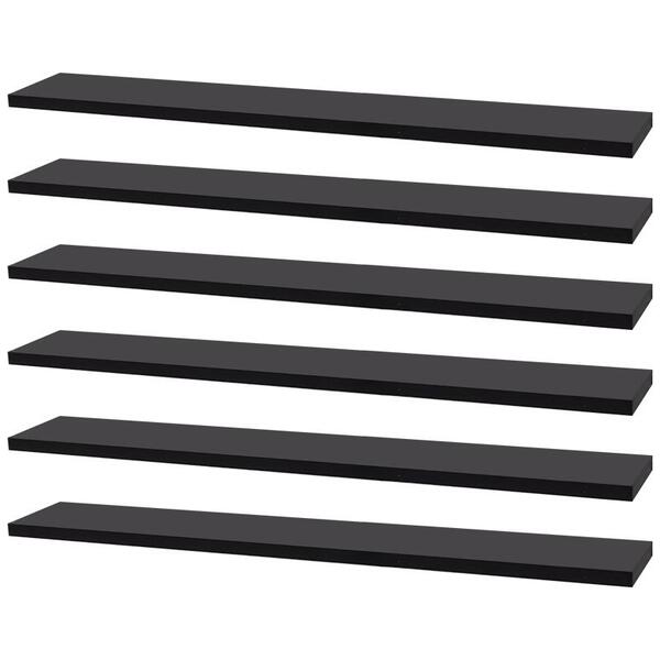 Kit 6 Prateleiras 60 X 15cm Preta Suporte Invisível