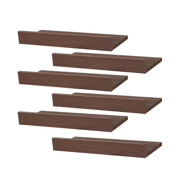 Kit 6 Prateleiras Porta Quadros 40 X 10cm Nogal Suporte Invis