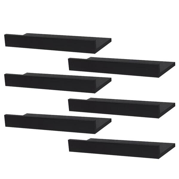 Kit 6 Prateleiras Porta Quadros 40 X 10cm Preta Suporte Invis