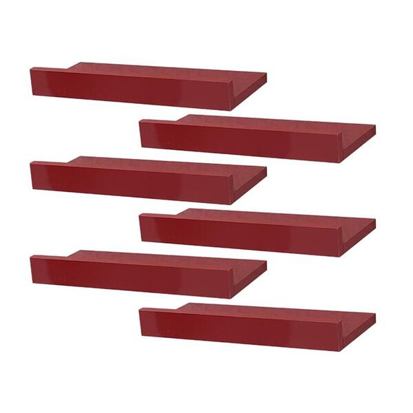 Kit 6 Prateleiras Porta Quadros 40 X 10cm Vermelha Suporte In