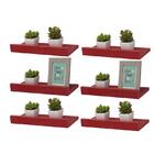 Kit 6 Prateleiras Porta Quadros 40 X 10cm Vermelha Suporte In