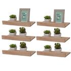 Kit 6 Prateleiras Porta Quadros 60 X 10cm Carvalho Suporte In