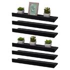 Kit 6 Prateleiras Porta Quadros 60 X 10cm Preta Suporte Invis