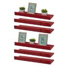 Kit 6 Prateleiras Porta Quadros 60 X 10cm Vermelha Suporte In