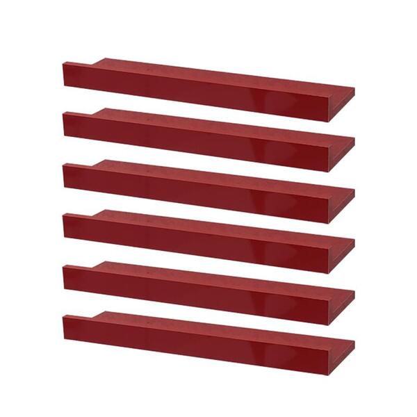 Kit 6 Prateleiras Porta Quadros 60 X 15cm Vermelha Suporte In
