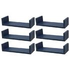 Kit 6 Prateleiras U 40 X 15cm Azul Suporte Invisível