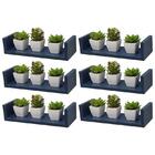 Kit 6 Prateleiras U 40 X 15cm Azul Suporte Invisível