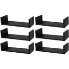 Kit 6 Prateleiras U 40 X 20cm Preta Suporte Invisível