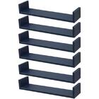Kit 6 Prateleiras U 50 X 10cm Azul Suporte Invisível