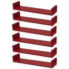 Kit 6 Prateleiras U 50 X 10cm Vermelha Suporte Invisível