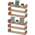 Kit 6 Prateleiras U 60 X 10cm Carvalho Suporte Invisível