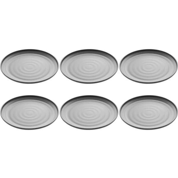 Kit 6 Pratos De Melamina Preto Fosco 25,5cm Para Sushi Casa R