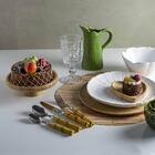 Kit 6 Pratos Para Bolo Com Pedestal Bambu 20cm Padaria Confe