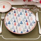 Kit 6 Pratos Rasos Natal Pinheiro Oxford Cerâmica  26cm