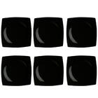 Kit 6 Pratos Rasos Sobremesa De Porcelana Oriental Preto 21cm