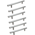 Kit 6 Puxador Haste Redondo Em Metal Inox 128mm Para Gaveta