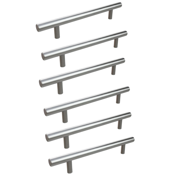 Kit 6 Puxador Haste Redondo Em Metal Inox 64mm Para Gaveta